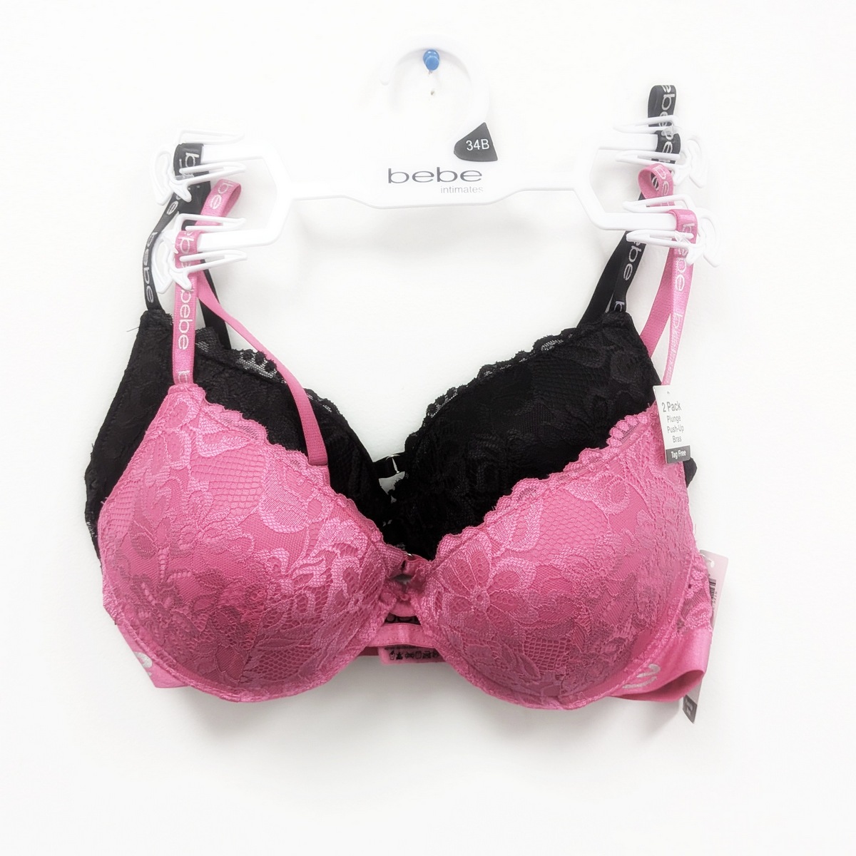 2PK BEBE LACE PLUNGE PUSH UP BRAS - cookbrothers.com
