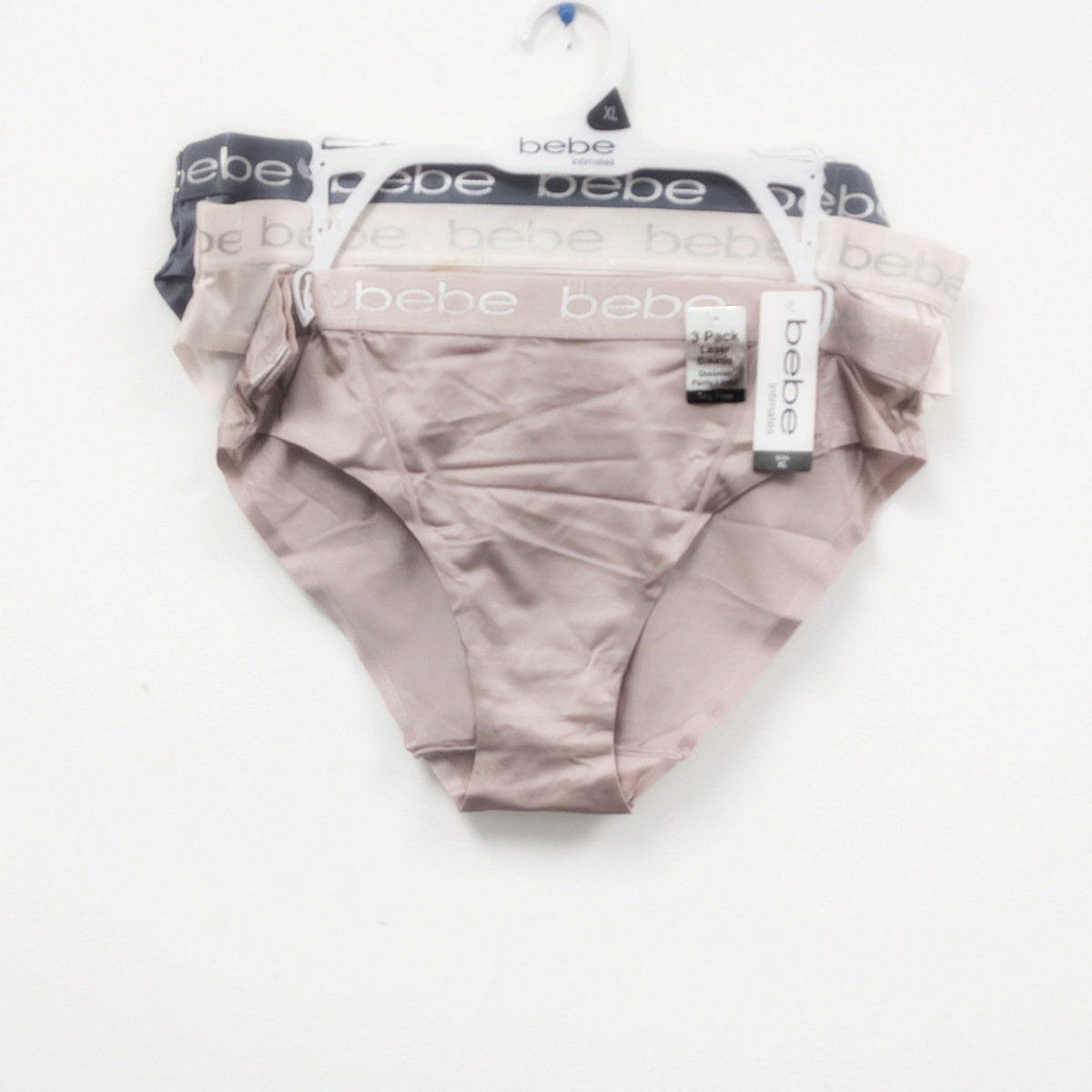 3PK BEBE LADIES LASER SHINY  BIKINIS - cookbrothers.com