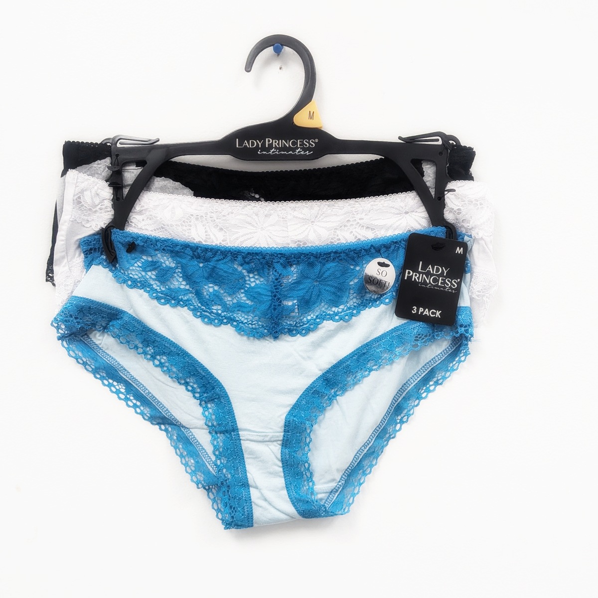 3PK LADY PRINCESS LACE TRIMMED BRIEFS - cookbrothers.com