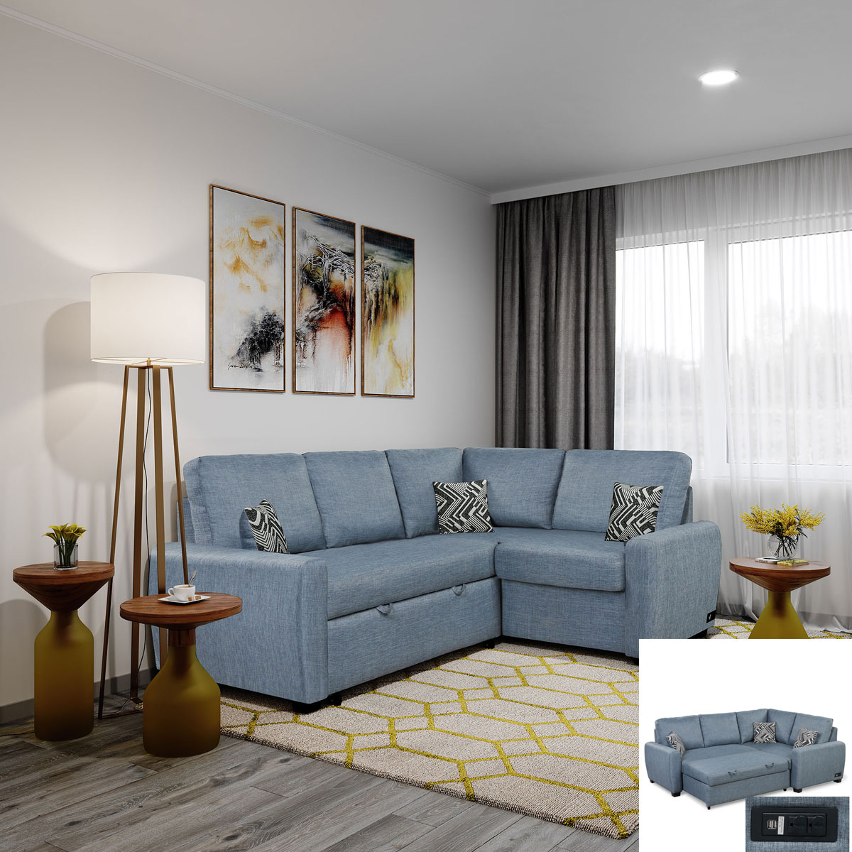 SOLANO BLUE DREAM LIFT CONVERTIBLE SOFA | Cook Brothers